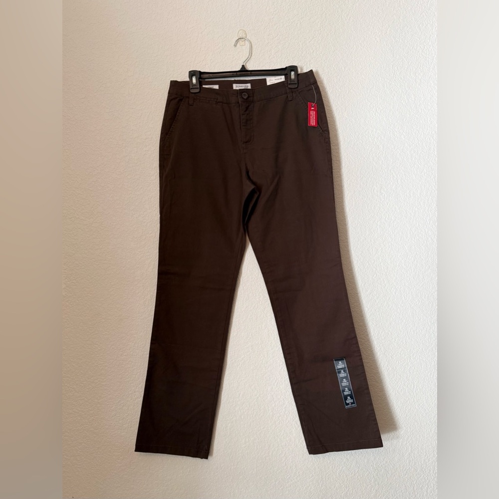 St. John’s Bay Chino Pants Womens Size 10 Brown Straight Leg Pockets